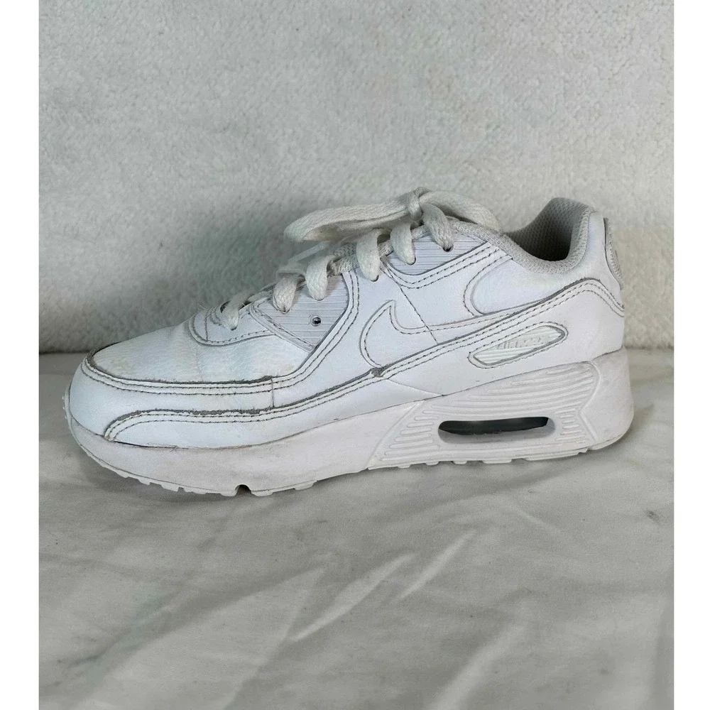 Nike Air Max 90 LTR PS White Metallic Silver Sneakers CD6867-100 Size 2.5Y